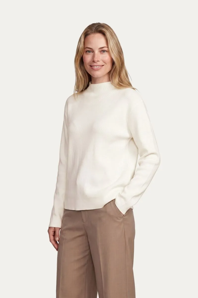 G-maxx Willaine Knit Top Wool White, witte gebreide wollen top
